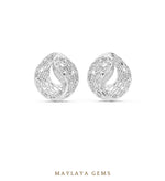 Load image into Gallery viewer, Maylaya Gems round filigree paisley earrings in white gold
