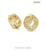 Load image into Gallery viewer, Maylaya Gems round filigree paisley earrings in yellow gold
