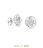 Load image into Gallery viewer, Maylaya Gems round woven halo earrings in white gold
