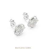 Load image into Gallery viewer, Maylaya Gems round woven halo earrings in white gold
