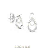 Load image into Gallery viewer, Maylaya Gems round double teardrop earrings in white gold
