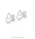 Load image into Gallery viewer, Maylaya Gems round double teardrop earrings in white gold
