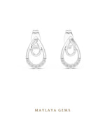 Load image into Gallery viewer, Maylaya Gems round double teardrop earrings in white gold
