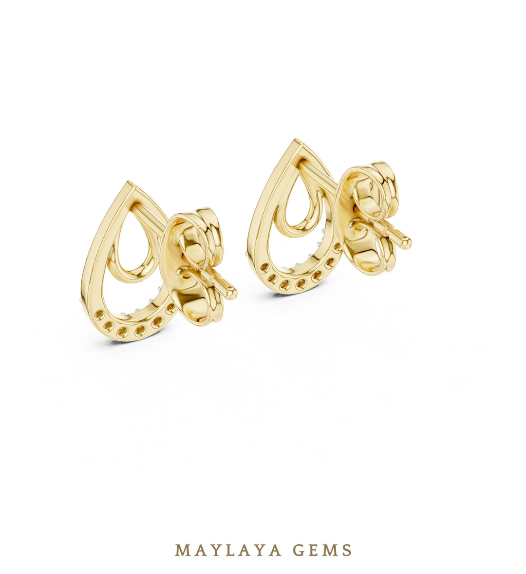 Maylaya Gems round double teardrop earrings in yellow gold