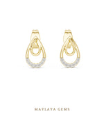 Load image into Gallery viewer, Maylaya Gems round double teardrop earrings in yellow gold
