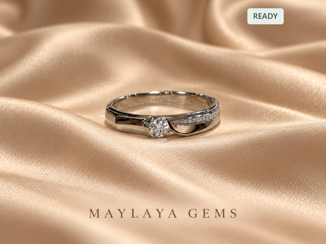 Maylaya Gems F011 9K gold round diamond ring