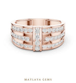 Load image into Gallery viewer, Maylaya Gems 0.748 ct Round Channel Bar Lab-Grown Diamond Men's Ring in rose gold
