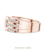 Load image into Gallery viewer, Maylaya Gems 0.748 ct Round Channel Bar Lab-Grown Diamond Men's Ring in rose gold

