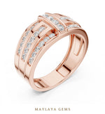 Load image into Gallery viewer, Maylaya Gems 0.748 ct Round Channel Bar Lab-Grown Diamond Men's Ring in rose gold
