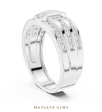 Load image into Gallery viewer, Maylaya Gems 0.748 ct Round Channel Bar Lab-Grown Diamond Men's Ring in white gold
