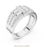 Load image into Gallery viewer, Maylaya Gems 0.748 ct Round Channel Bar Lab-Grown Diamond Men's Ring in white gold
