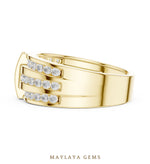 Load image into Gallery viewer, Maylaya Gems 0.748 ct Round Channel Bar Lab-Grown Diamond Men's Ring in yellow gold
