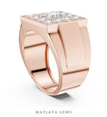 Load image into Gallery viewer, Maylaya Gems 2.320 ct Princess Halo Lab-Grown Diamond Men's Ring in rose gold
