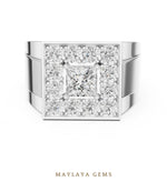 Load image into Gallery viewer, Maylaya Gems 2.320 ct Princess Halo Lab-Grown Diamond Men's Ring in white gold
