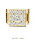 Load image into Gallery viewer, Maylaya Gems 2.320 ct Princess Halo Lab-Grown Diamond Men's Ring in yellow gold
