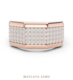 Load image into Gallery viewer, Maylaya Gems 1.200 ct Round Faceted Pavé Lab-Grown Diamond Men's Band in rose gold
