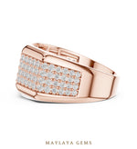 Load image into Gallery viewer, Maylaya Gems 1.200 ct Round Faceted Pavé Lab-Grown Diamond Men's Band in rose gold
