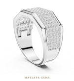 Load image into Gallery viewer, Maylaya Gems 1.200 ct Round Faceted Pavé Lab-Grown Diamond Men's Band in white gold
