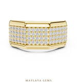 Load image into Gallery viewer, Maylaya Gems 1.200 ct Round Faceted Pavé Lab-Grown Diamond Men's Band in yellow gold
