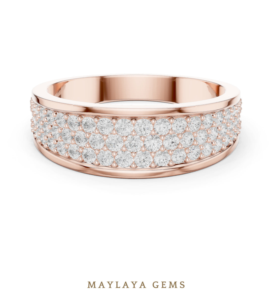 Maylaya Gems 0.927 ct Round Graduated Pavé Lab-Grown Diamond Men's Band in rose gold