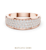 Load image into Gallery viewer, Maylaya Gems 0.927 ct Round Graduated Pavé Lab-Grown Diamond Men's Band in rose gold

