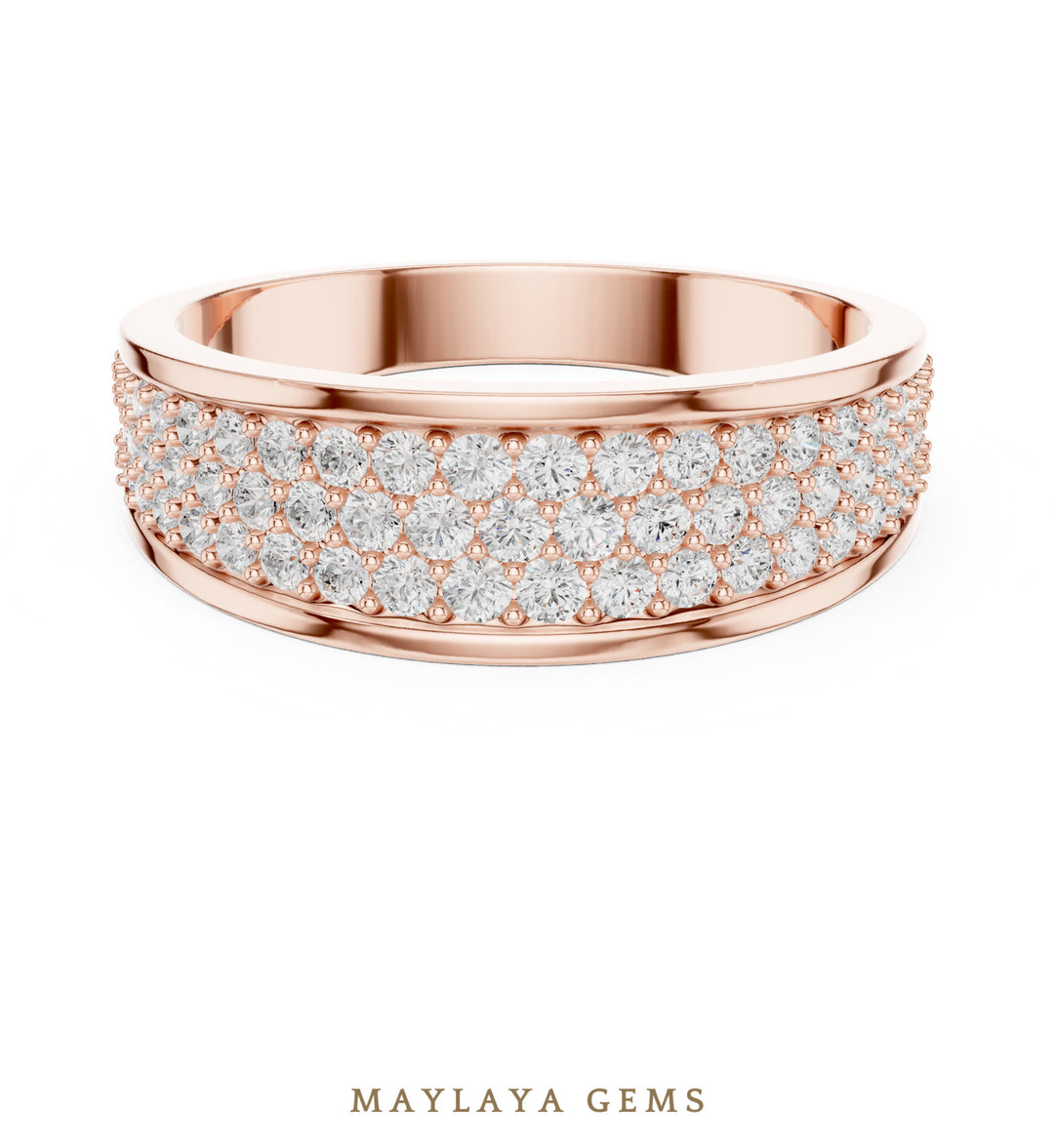 Maylaya Gems 0.927 ct Round Graduated Pavé Lab-Grown Diamond Men's Band in rose gold