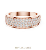 Load image into Gallery viewer, Maylaya Gems 0.927 ct Round Graduated Pavé Lab-Grown Diamond Men's Band in rose gold
