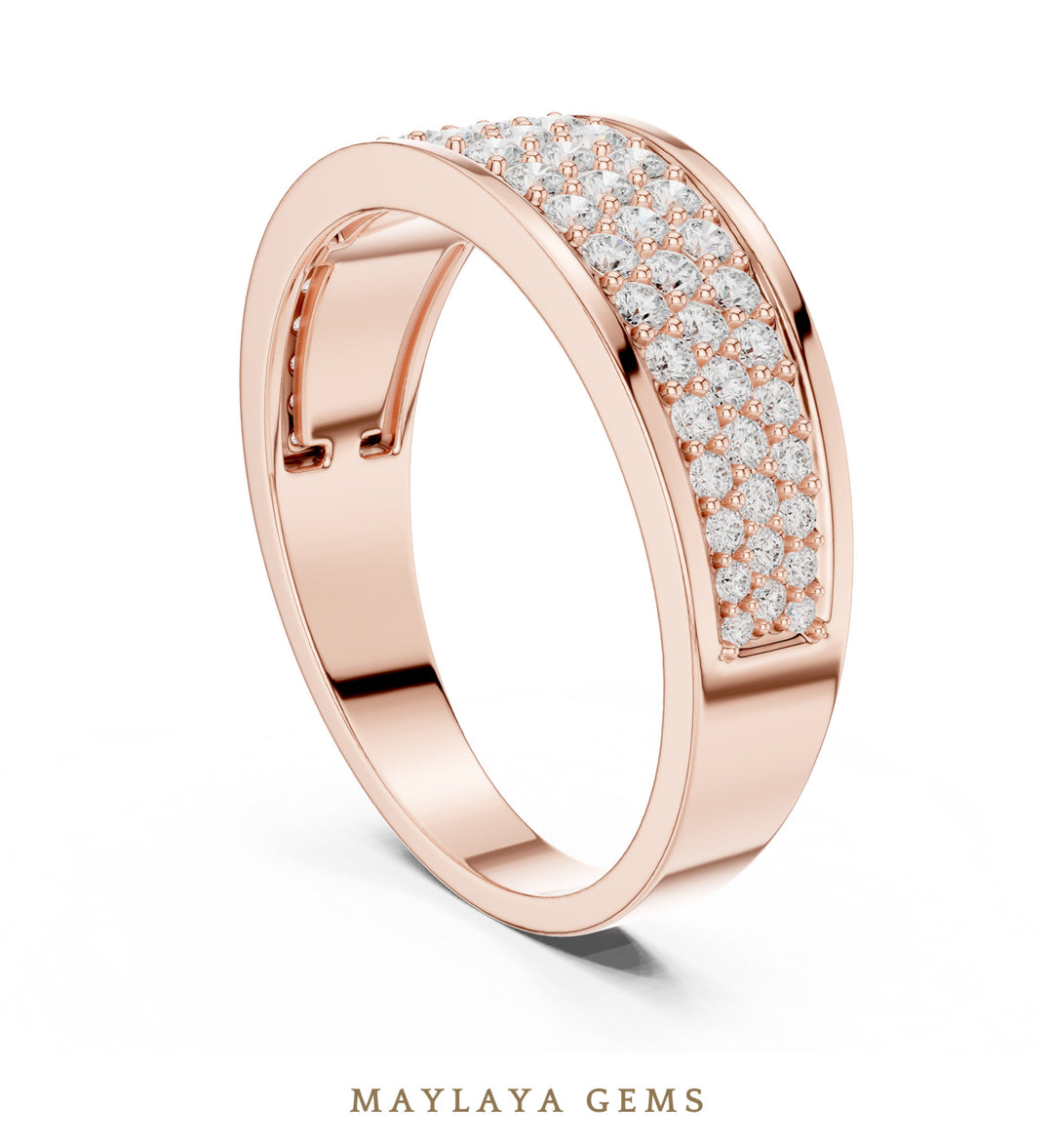Maylaya Gems 0.927 ct Round Graduated Pavé Lab-Grown Diamond Men's Band in rose gold