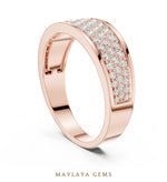 Load image into Gallery viewer, Maylaya Gems 0.927 ct Round Graduated Pavé Lab-Grown Diamond Men's Band in rose gold
