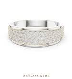 Load image into Gallery viewer, Maylaya Gems 0.927 ct Round Graduated Pavé Lab-Grown Diamond Men's Band in white gold
