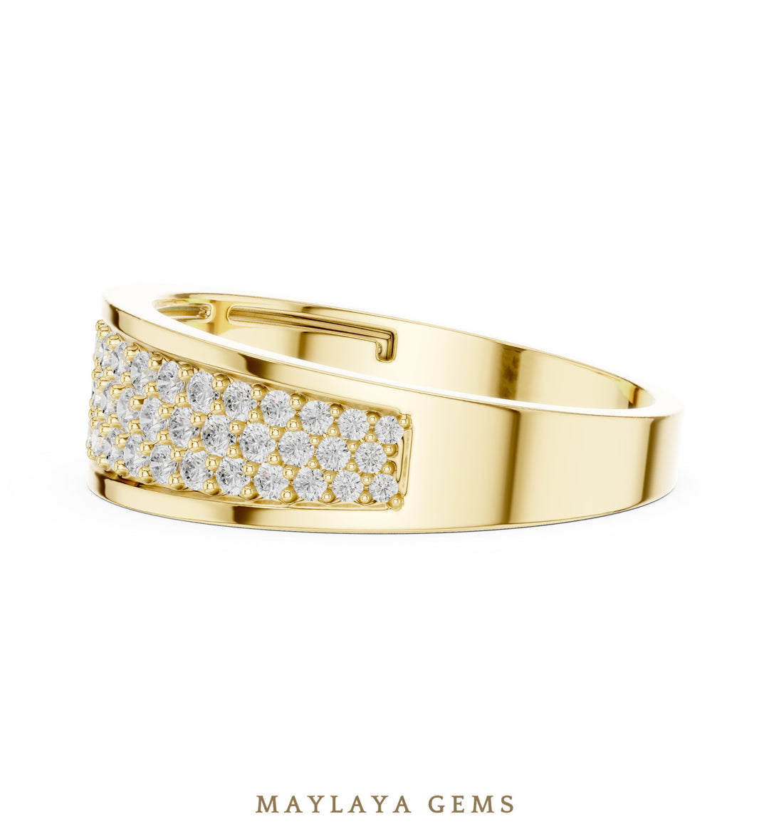 Maylaya Gems 0.927 ct Round Graduated Pavé Lab-Grown Diamond Men's Band in yellow gold
