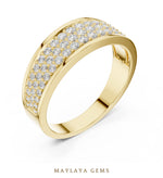 Load image into Gallery viewer, Maylaya Gems 0.927 ct Round Graduated Pavé Lab-Grown Diamond Men's Band in yellow gold
