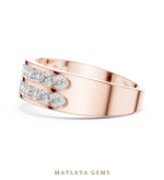 Load image into Gallery viewer, Maylaya Gems 1.320 ct Round Double Channel Lab-Grown Diamond Men's Band in rose gold
