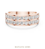 Load image into Gallery viewer, Maylaya Gems 1.320 ct Round Double Channel Lab-Grown Diamond Men's Band in rose gold
