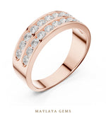 Load image into Gallery viewer, Maylaya Gems 1.320 ct Round Double Channel Lab-Grown Diamond Men's Band in rose gold
