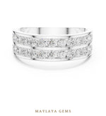Load image into Gallery viewer, Maylaya Gems 1.320 ct Round Double Channel Lab-Grown Diamond Men's Band in white gold
