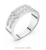 Load image into Gallery viewer, Maylaya Gems 1.320 ct Round Double Channel Lab-Grown Diamond Men's Band in white gold
