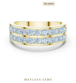Load image into Gallery viewer, Maylaya Gems 1.320 ct Round Double Channel Lab-Grown Diamond Men's Band in yellow gold
