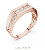 Load image into Gallery viewer, Maylaya Gems 0.545 ct Round Offset Channel Lab-Grown Diamond Men's Band in rose gold
