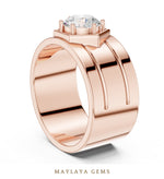 Load image into Gallery viewer, Maylaya Gems 1.420 ct Round Hexagon Frame Lab-Grown Diamond Men's Ring in rose gold
