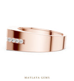 Load image into Gallery viewer, Maylaya Gems 0.680 ct Round Channel Accent Lab-Grown Diamond Men's Ring in rose gold
