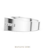 Load image into Gallery viewer, Maylaya Gems 0.680 ct Round Channel Accent Lab-Grown Diamond Men's Ring in white gold
