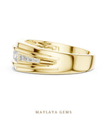 Load image into Gallery viewer, Maylaya Gems 0.585 ct Round Stepped Channel Lab-Grown Diamond Men's Band in yellow gold
