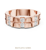 Load image into Gallery viewer, Maylaya Gems 0.390 ct Round Paired Channel Lab-Grown Diamond Men's Band in rose gold

