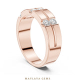 Load image into Gallery viewer, Maylaya Gems 0.390 ct Round Paired Channel Lab-Grown Diamond Men's Band in rose gold
