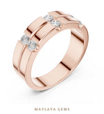 Load image into Gallery viewer, Maylaya Gems 0.390 ct Round Paired Channel Lab-Grown Diamond Men's Band in rose gold
