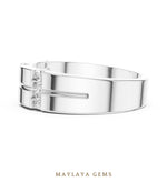 Load image into Gallery viewer, Maylaya Gems 0.390 ct Round Paired Channel Lab-Grown Diamond Men's Band in white gold
