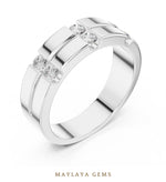Load image into Gallery viewer, Maylaya Gems 0.390 ct Round Paired Channel Lab-Grown Diamond Men's Band in white gold
