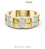 Load image into Gallery viewer, Maylaya Gems 0.390 ct Round Paired Channel Lab-Grown Diamond Men's Band in yellow gold
