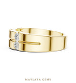 Load image into Gallery viewer, Maylaya Gems 0.390 ct Round Paired Channel Lab-Grown Diamond Men's Band in yellow gold
